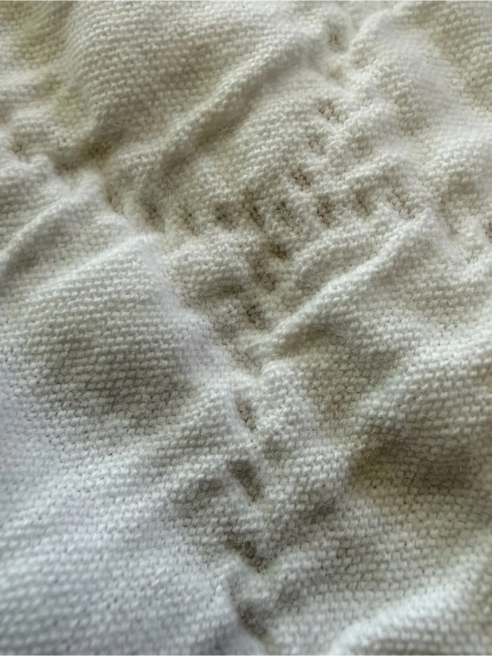 Neutral Beige White 100% Cotton Twin Quilt 62x86
